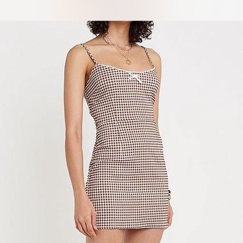 Urban Outfitters Brown Checkered Mini Dress